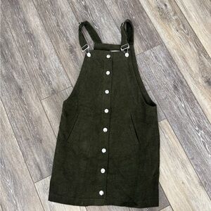Dark Green Corduroy Button-Down Dress